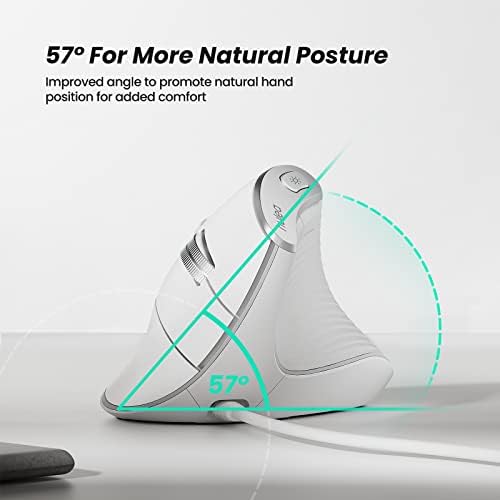 Nulea M504 Wired Vertical Mouse, USB Ergonomic Optical Mouse with 4 Adjustable DPI, 11 RGB Backlight Modes, Compatible for Laptop, PC, Desktop, Mac, White