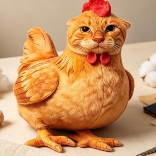 Funny Cat Chicken Throw Pillow, Soft PP Cotton Couch Bedroom Decor