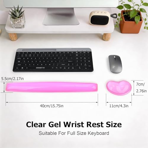 Gel Keyboard & Mouse Wrist Rest Set - Keyboard Wrist Rest Pad & Mouse Support for Office Gaming Pad Computer Laptop Ergonomic Comfortable Pain Relief-Pink Pad Set