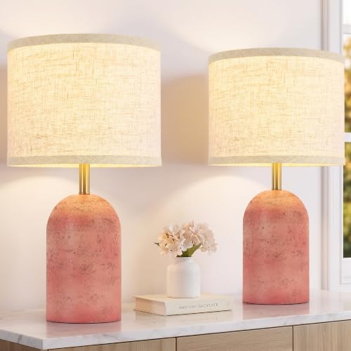 GyroVu Table Lamps Set of 2, Resin Bedside Lamps for Living Room Bedroom