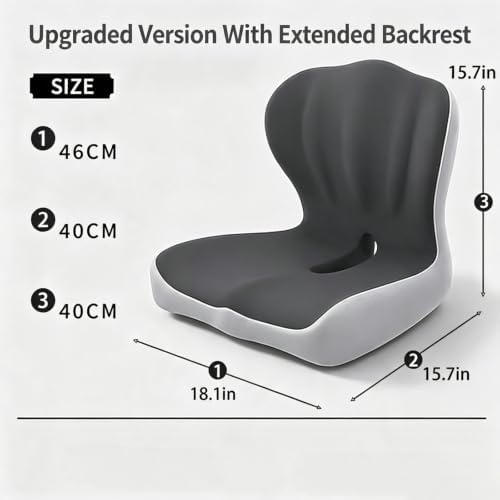 Celnva Orthopedic Seat Cushion – L-Shaped Lumbar Support Memory Foam Comfort for Long Sitting, Ergonomic Support for Office Chair, Wheelchair, Car & Travel (Upgraded Black-Gray)