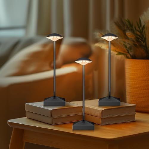 3 Pack Small Gold Rechargeable Cordless Table Lamps Dimmable