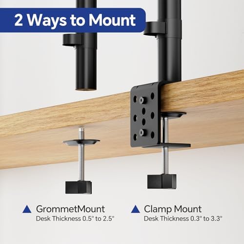 Simple Trending Dual Monitor Stand, Monitor Arm, Heavy Duty Adjustable Monitor Desk Mount for 2 Screens up to 27 Inches, (Black)