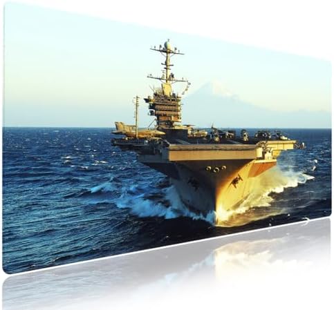 Aircraft Carrier US Navy Large Mouse Pad, Patriotic Military Desk Mat