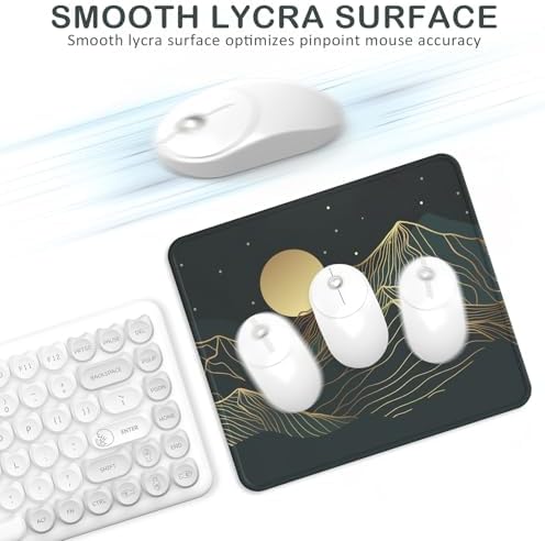 eulps Mouse Pad with Stitched Edge, Multiple Patterns Computer Mouse Pads with Non-Slip Rubber Base, Washable Cloth Mousepad, for Gaming, Laptop, PC (Lunar Peaks)