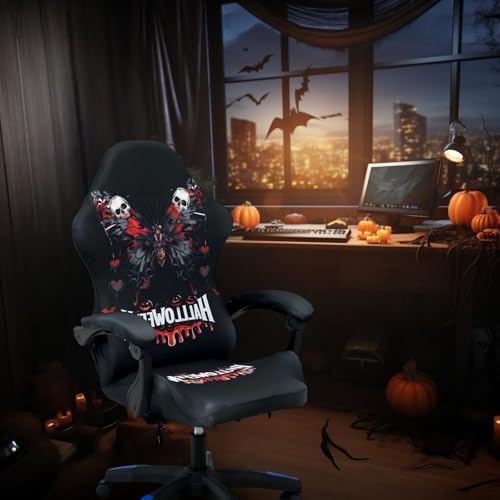 Gaming Chair Covers Slipcovers, Stretch Removable Washable Computer Reclining Gaming Chair Protector Slipcovers with Armrest Cover (No Chairs) (Halloween-Butterfly)