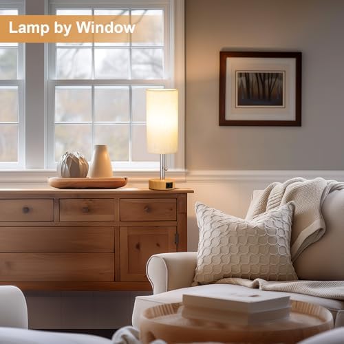Bedside Table Lamp for Bedroom Nightstand - Small Desk Lamp with USB Ports