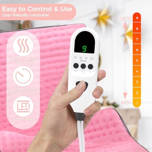Heating Pad for Back, 12"×24" Electric Heating pad for Women, Men