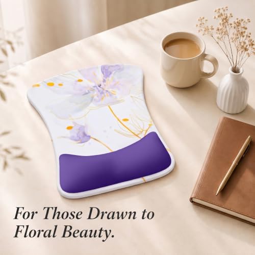 Gel Mouse Pad & Memory Foam Keyboard Wrist Rest Set, Purple Floral