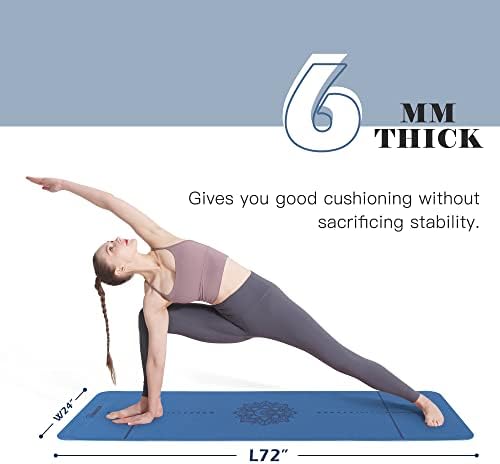 Yoga Mat Non Slip, Pilates Fitness Mats, Eco Friendly, Anti-Tear 1/4" Thick Yoga Mats for Women, Exercise Mats for Home Workout with Carrying Sling and Storage Bag