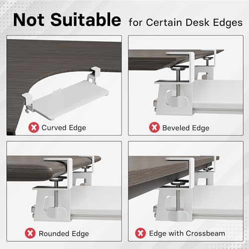 BONTEC Under Desk Keyboard Tray, Pull-Out Keyboard & Mouse Platform