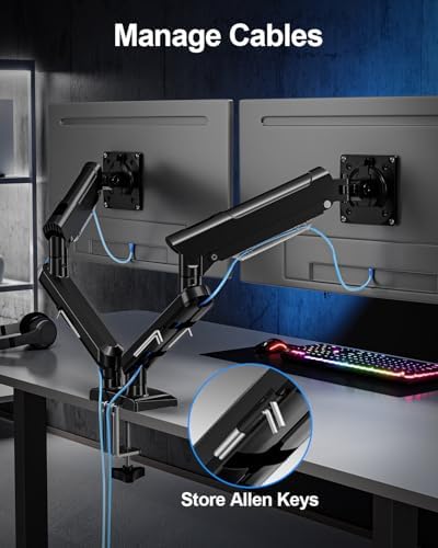 Dual Monitor Arm for 17-32" Computer Screens, Monitor Mounts 22lbs per Arm