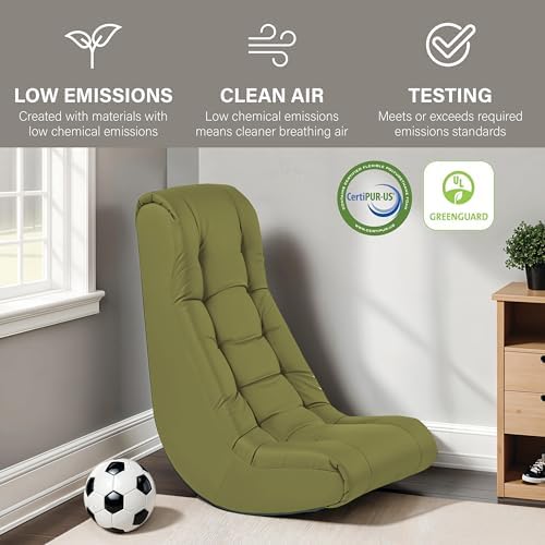 FDP Tufted Floor Rocker for Kids, Teens and Adults Comfortable, Ergonomic Chair for Reading, Playing Video Games, or Watching TV - Fern Gray, 10488-FG