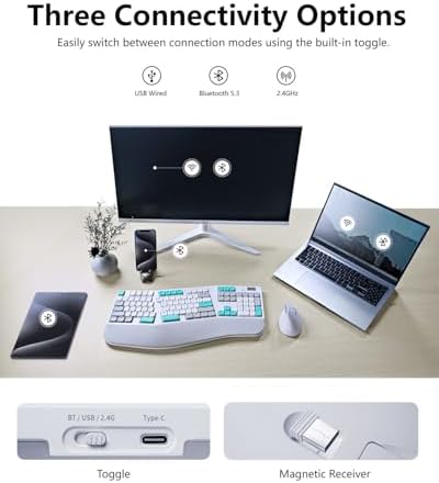 Ergonomic Mechanical Keyboard with Wrist Rest, RGB Backlight