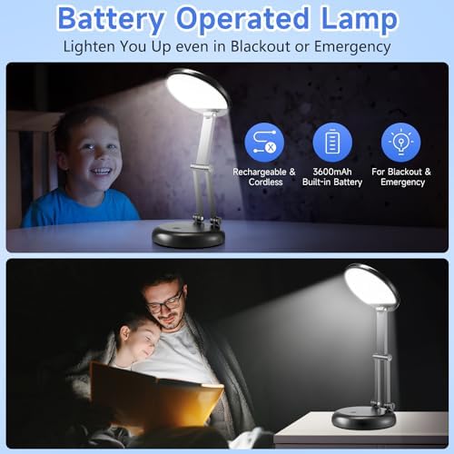 Desk Lamps for Home Office Rechargeable 3600mAh, Foldable+Portable Cordless Desk Light Small Table Lamp,Dimmable+9 Brightness Small Table Lamp Desk Light Table, LED Desk Lamps for Home Office