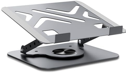 Adjustable Laptop/Tabet Stand for Desk and Gaming, Ergonomic Riser with 360° Rotating Base, Foldable Laptop Computer Holder, Laptop Desktop, More 10-17" Laptops