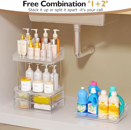 SNSLXH 4-Tier Clear Makeup Organizer Bathroom Storage