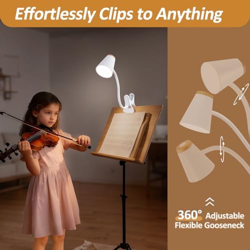 EJIAXIN Clip on Desk Lamp for Home Office - Small LED Touch Dimmable Reading Light for College Dorm Room - Adjustable Flexible Gooseneck Clamp Light Table Lamp for Bedside Bedroom Bed Headboard White