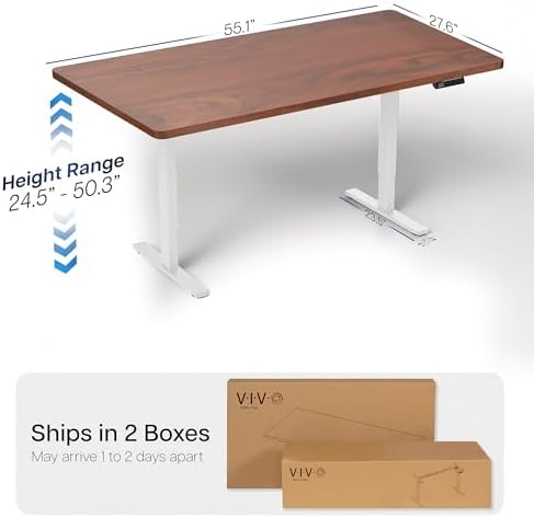 VIVO Dark Walnut 55 x 28 in Standing Desk, DESK-KIT-2W55D