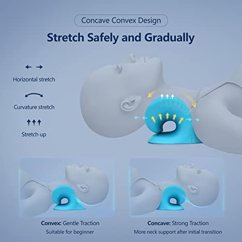 Cozyhealth Neck Stretcher for Neck Pain Relief, Neck and Shoulder Relaxer Cervical Traction Device Pillow for TMJ Pain Relief and Muscle Relax, Cervical Spine Alignment Chiropractic Pillow (Blue)