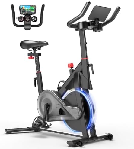 Indoor Cycling Bike - 32-Level Magnetic Resistance Stationary Exercise Bike with Adjustable Seat & Handlebars, Silent Belt Drive for Home Cardio (Fits Users 5'1" to 5'11", 300lbs Capacity)
