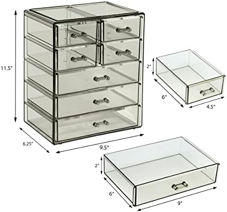 Sorbus 7-Drawer Makeup Organizer with Small & Wide Drawers (Black Jewel)