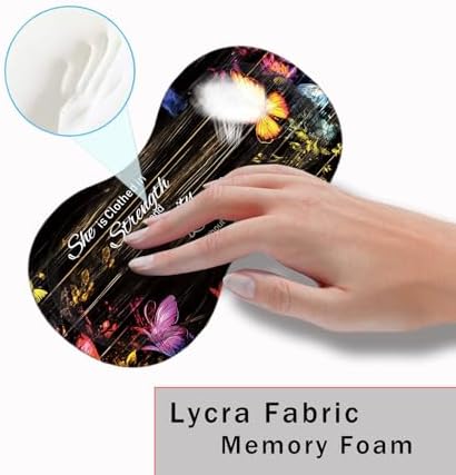 Mouse Pad with Wrist Support + Desk Mat + Coaster 3 in 1 Set, XL Large Gaming Mousepad Ergonomic Mouse Pads for Desk Computer Laptop Office,Floral Butterfly Bible Verse Proverbs 31-25