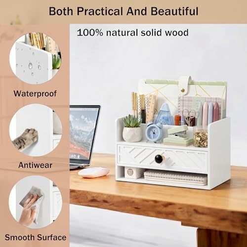 Desk Organizer with Drawer, Countertop Bill Mail Organizer and File Storage