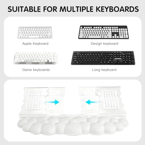 White Acrylic Keyboard Stand with Wrist Rest，Detachable/Adjustable Width