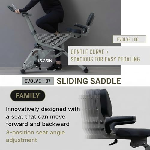 BARWING Stationary Exercise Bike for Home Workout, 5 IN 1 Foldable Indoor Cycling Bike for Seniors, 350LB Capacity, 16-Level Magnetic Resistance, Seat Backrest Adjustments
