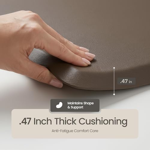 Anti Fatigue Kitchen Mats for Floor | Padded Kitchen Rugs | Non Slip, Cushioned Standing Desk Mat | Waterproof Floor Mat | 17.3" x 28" x 0.47" & 17.3" x 59" x 0.47", Brown, 2-Pack | More Décor