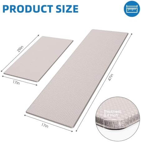 Kitchen Mats for Floor, [2PCS] Anti-Fatigue Kitchen Rugs, Ivory