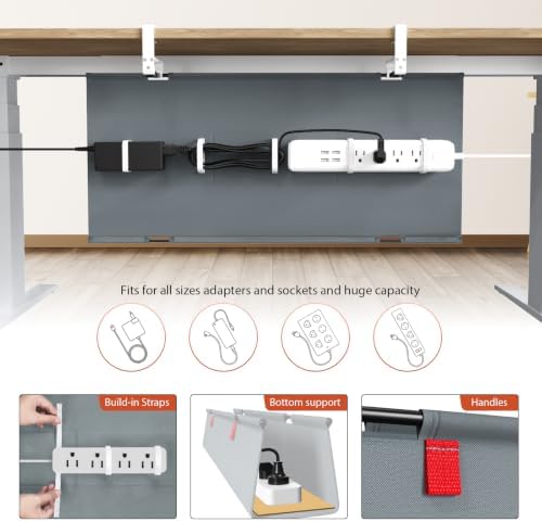 Univivi No Drill Under Desk Cable Management Tray, 28 inch Cable Management