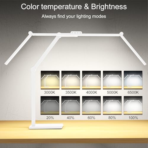 Omorepa 36 W 3000 LM Ultra Bright Architect Desk Lamp with Base, 47.4 Inch Wide Tall Overhead Desk Light for Home Office, Dimmable Table Light with Remote for Desktop Working,Drafting,Reading
