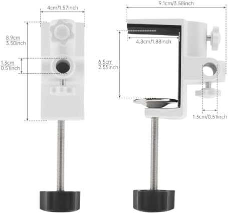 RTNLIT Desk Lamp Clamp, 1/2 inches 4 Hole Metal Table Mounting Clamp, White