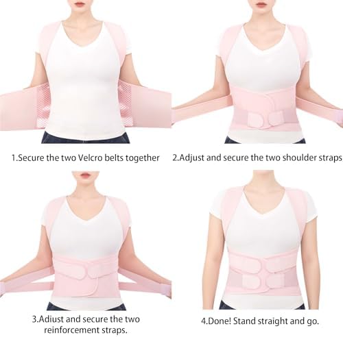 Back Brace Posture Corrector for Women and Men Adjustable Shoulder Straightener Helps Reduce Upper Lower Back Pain Relief Support Hump Scoliosis Hunchback Slouching Kyphosis Traction Correction Syste Pink X-Large