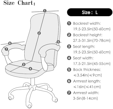 FORCHEER Office Chair Cover Water Repellent Jacquard Armrest Swivel Chair Slipcovers Removable Stretch Universal Computer Chair Cover L with Chair Arm Cover 2P-Dark Grey