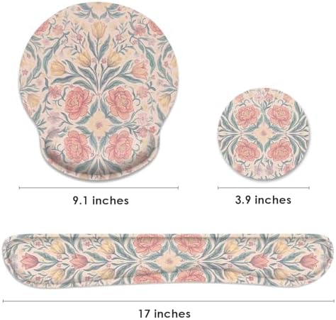 Britimes Ergonomic Mouse Pad Set with Wrist Rest, Floral Boho