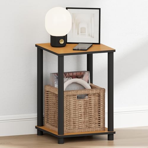 Furinno Turn-N-Tube Toolless 2-Tier Open Shelf Night Stand, Light Cherry