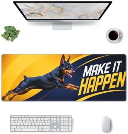 Mini Pinscher Gaming Mouse Pad Large Mouse Pad 11.8x31.5 in Yellow