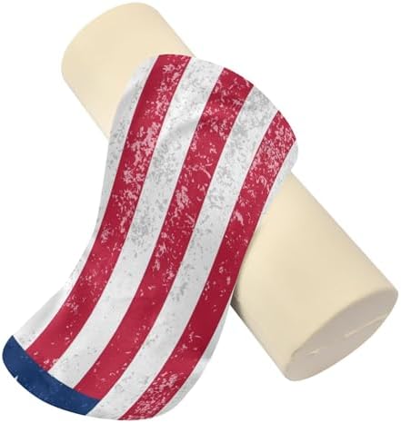 Yoga Meditation Bolster Pillow Neck Roll Pillow with Cover Round Pillow for Back Cylinder Bolster Neckroll Pillow Form Vintage Style Tea Stained Betsy Ross Flag