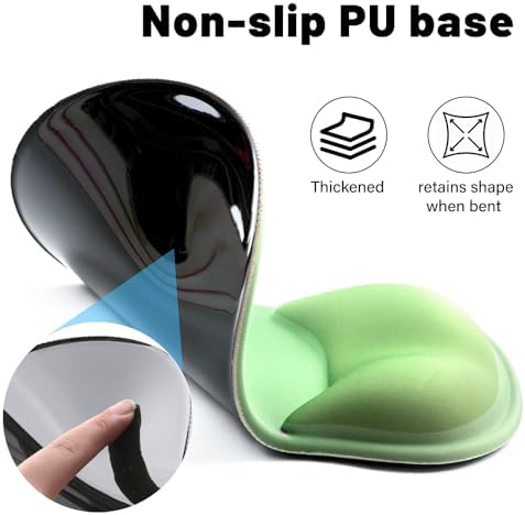 Ergonomic Mouse Pad with Wrist Rest - Gel Wrist Support Mousepad with Non-Slip PU Base for Computer, Laptop, Office & Home