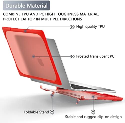Batianda Foldable Stand Heavy Duty Case for MacBook Air 13.6 inch, Red