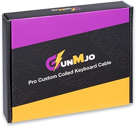 GUNMJO Pro Custom Coiled USB C Cable for Gaming Keyboard, Double-Sleeved Mechanical Keyboard Cable with Detachable Metal Aviator, 1.5M USB-C to USB-A, Carbon Black Color