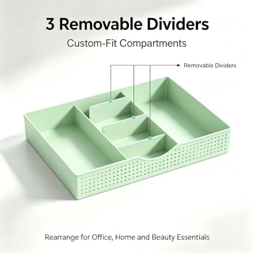gianotter Desk Organizers and Accessories, Monitor Stand with Drawer and 2 Pen Holder, Desktop Organizer Suitable for Offices and Dormitories (Sage Green)