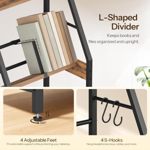 HOOBRO Desk Shelf, 3-Tier Desktop Bookshelf, Tabletop Organizer Storage