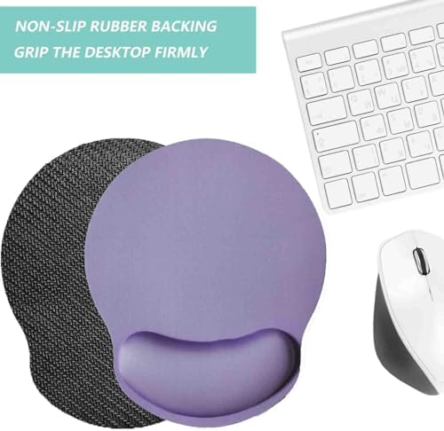 Mouse Pad with Wrist Support, Ergonomic Mouse Pad with Memory Foam Wrist Rest Cushion, Non-Slip Rubber Base Gaming Mice Pad for Home Office Computer Laptop, Purple