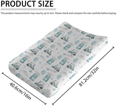 Watercolor Golf Sports Balls Gloves Shoes Pattern Baby Changing Pad Cover, Unisex Golf Theme Nursery Diaper Changing Table Pad Mat Sheet for Boys Girls-16x32