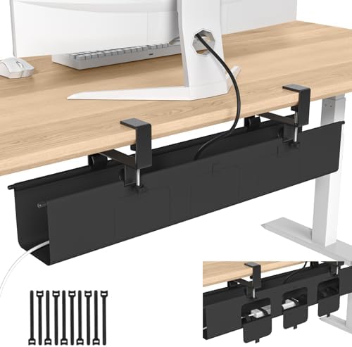 Under Desk Cable Management Tray, 36” Fabric No Drill Clamp Mount