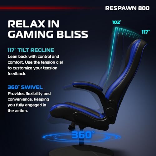 RESPAWN 800 Console Rocker Gaming Chair, Swivel Seat with Lumbar Support
